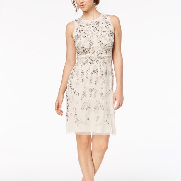 Adrianna Papell floral beaded A-Line - Picture 2 of 9